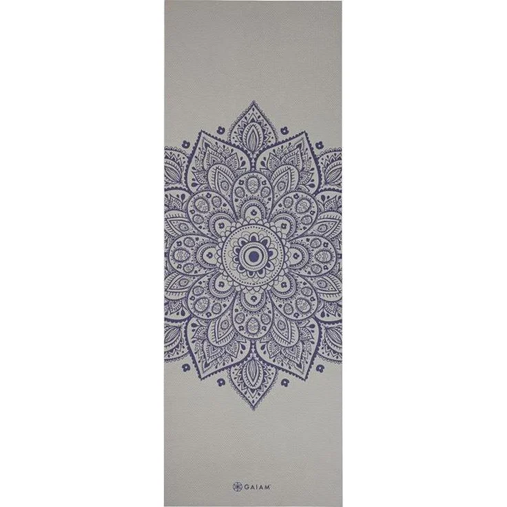 Gaiam Sundial Flower Yoga Mat, 5 mm dicke Yogamatte mit Mandala-Print für intensive Trainings
