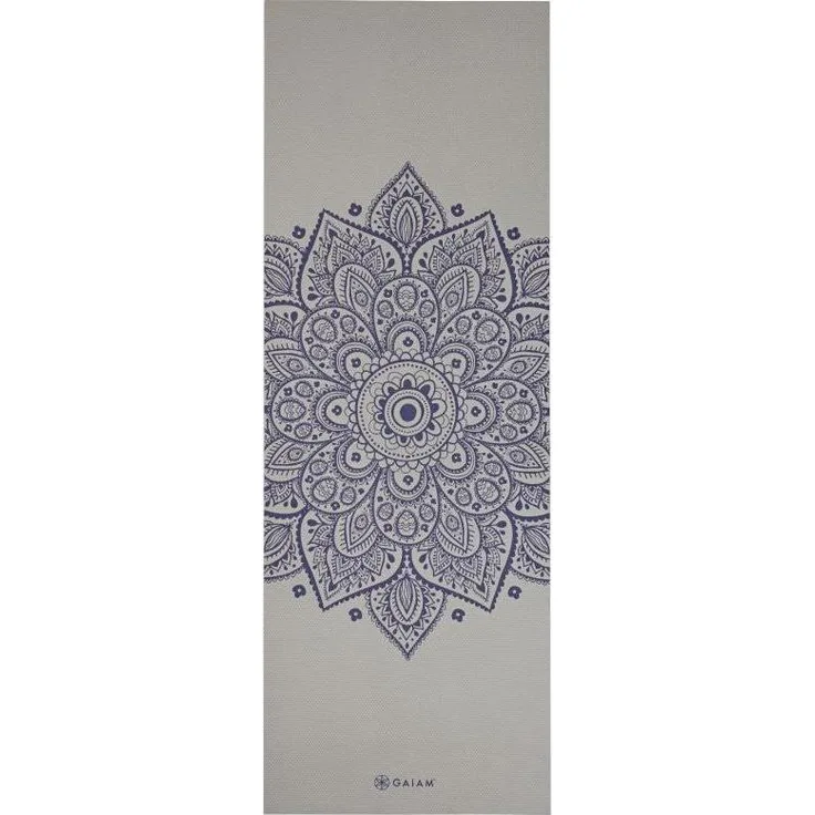Gaiam Sundial Flower Yoga Mat, 5 mm dicke Yogamatte mit Mandala-Print für intensive Trainings