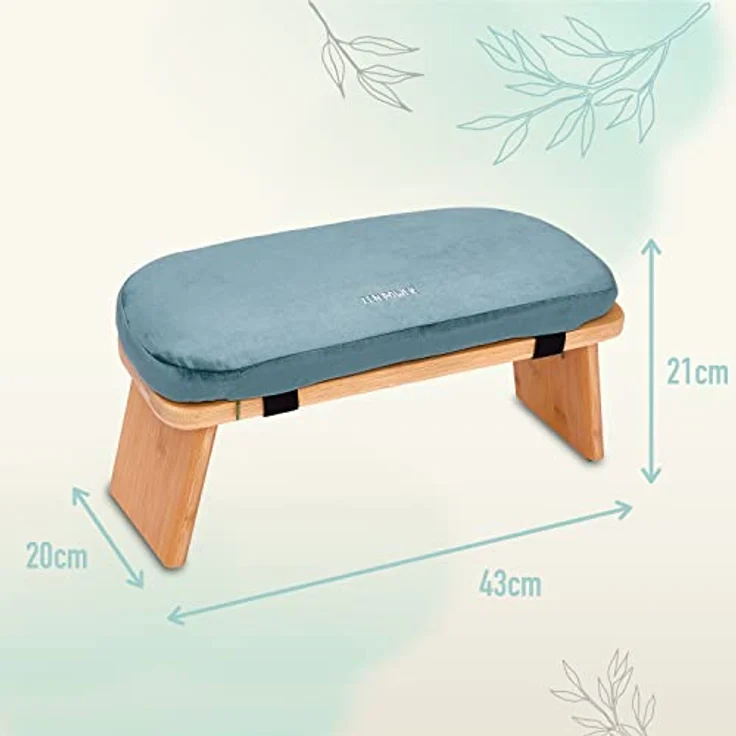 Zen Power Yoga Bench, klappbare Yoga Bank aus Holz, ergonomische Meditationsbank, Gebetshocker für spirituelle Momente im Alltag, bequem und weich gepolstert, Yoga-Zubehör – Bild 2