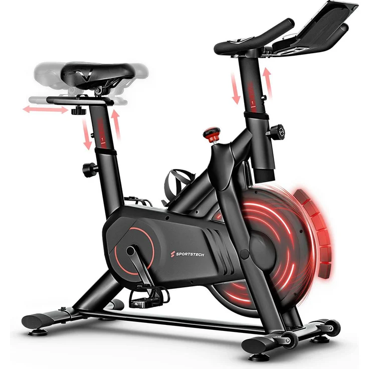 Sportstech SX175, Hometrainer mit 4 kg Schwungrad, Magnetwiderstand, Smart LED Knob-Display und Sportstech Live App