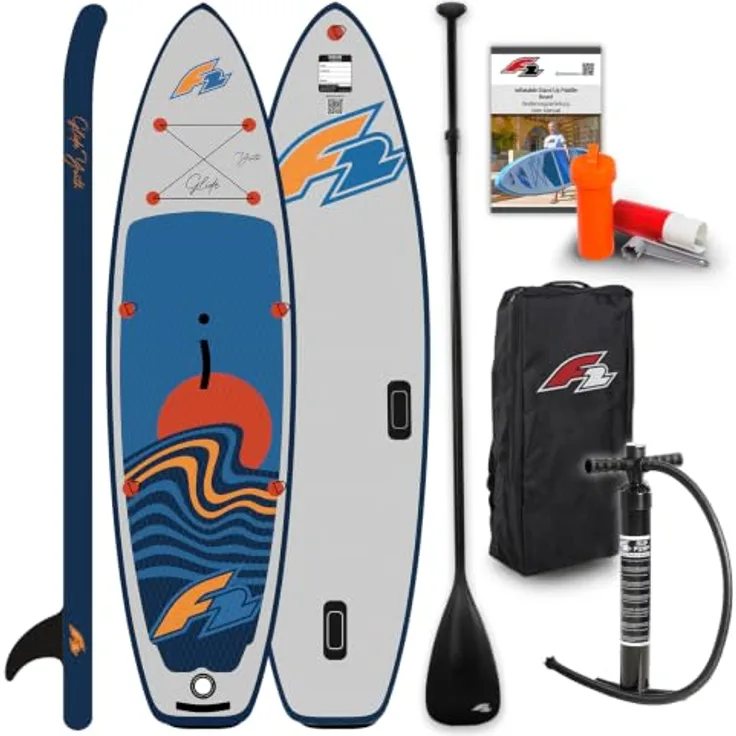 F2 Glide Surf Youth Wing, Inflatable SUP Board 280 cm, grau, für Wing-/Windsurfen und Stand Up Paddling