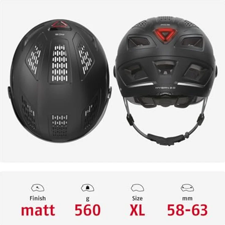 Abus Helm Hyban 2. 0 ACE - Velvet Black 58 - 63 cm – Bild 4