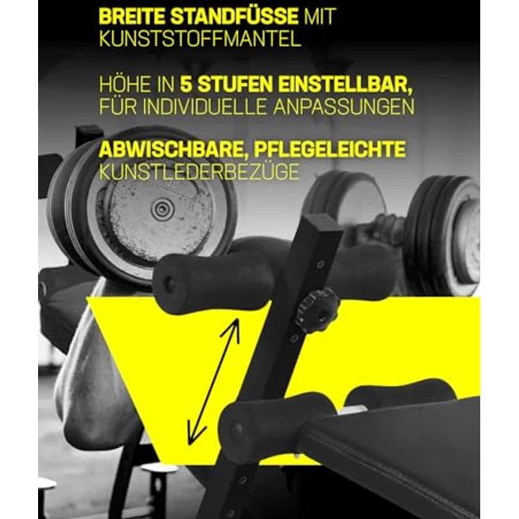 SPORTINATOR® Sit Up verstellbare Trainingsbank mit abwischbarem Kunstlederbezug, drei Halterungen, inkl. 2 Widerstandsbändern (Schwarz) – Bild 3