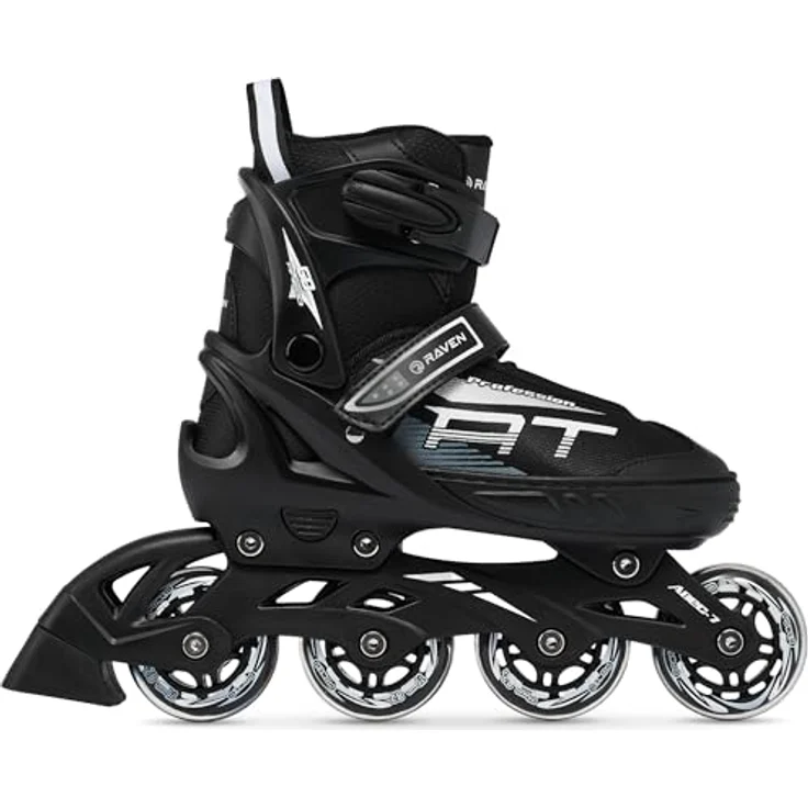 RAVEN Profession Inlineskates, verstellbar 2in1 mit Schlittschuhen, für Kinder und Erwachsene, schwarz, Größe 28-32 (18,5-21 cm) mit SAS Stoßdämpfungssystem und Triple-Vent-Belüftung – Bild 1
