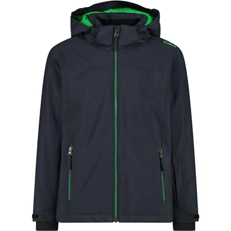 CMP Jungen Skijacke Kid Jacket Snaps Hood, wasserabweisende Softshelljacke mit abnehmbarer Kapuze und praktischer Skipasstasche
