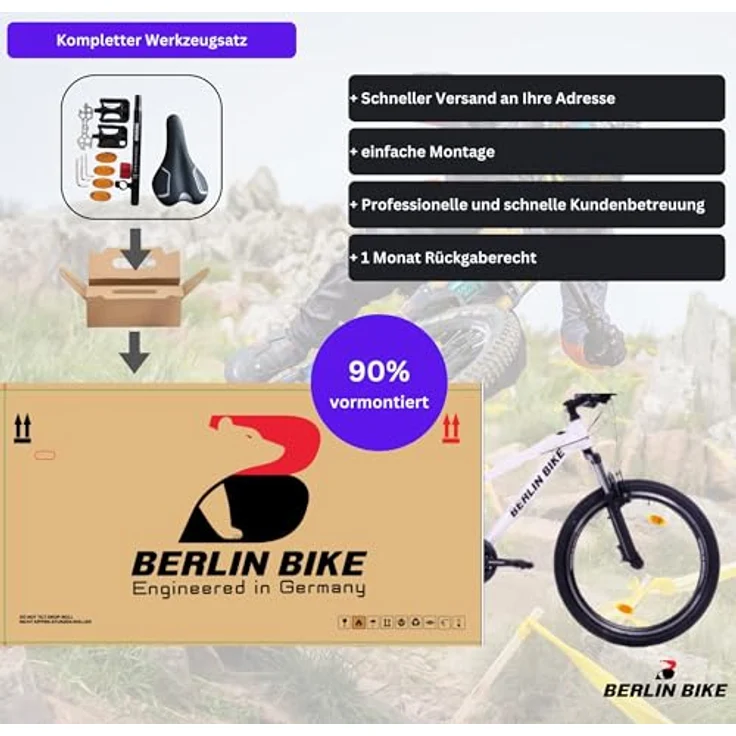 BERLIN BIKE Mountainbike MTB1 24 Zoll Kinderfahrrad, leichter Aluminiumrahmen, Shimano 21-Gang-Schaltung, V-Bremsen, blau (weiß) – Bild 4
