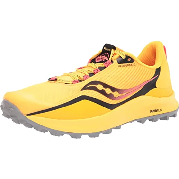 Saucony PEREGRINE 12 Herren Laufschuhe, leicht und agil, mit verbessertem Grip, Gelb, Größe 45