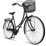 Bisan PARADISE, Schwarz, City Bike, 28 Zoll Fahrrad, mit Korb, Stadtrad für Herren und Damen