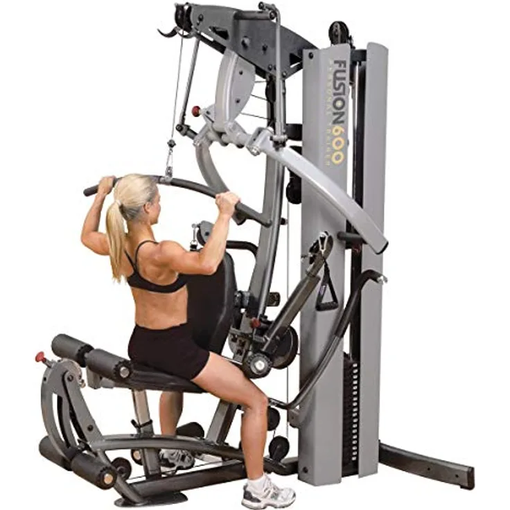 Body-Solid F-600 Kraftstation | Ganzkörpertrainer | Home Gym | Bi-Angular-Pressarme | 14-fach verstellbar | pneumatisch höhenverstellbarer Sitz | schwarz