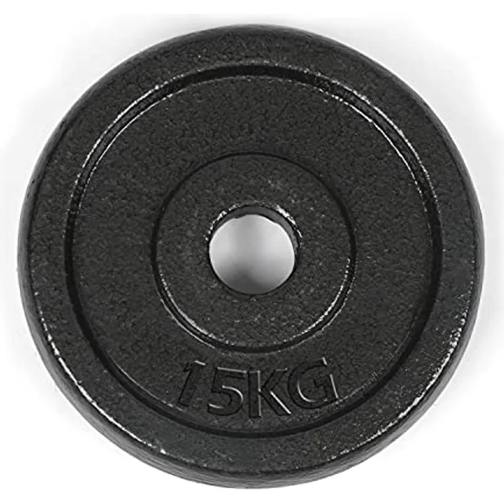 #DoYourFitness Hantelscheiben Gewichtsscheiben, 15 kg, 100% Gusseisen, Langhantel Curlhantelstange Hantelstange Kurzhantel in Grau
