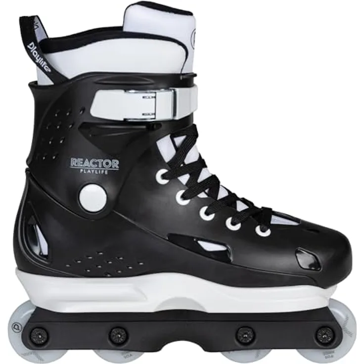 Playlife Reactor Inline-Skates, aggressives Design mit Fluid V Rahmen, 58 mm Rädern, Komfort Sway-Boots, Schwarz EU 45-46