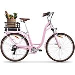 VecoCraft E-Bike City Elektrofahrrad 28 Zoll 7-Gang-Modus 3 Fahrmodi 10 Ah Akku 36V 250W Heckmotor RH 46 cm (Rosa)