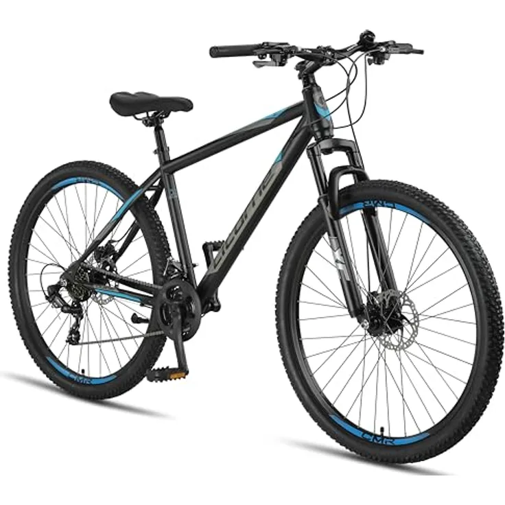 Licorne Bike Guide Premium 29 Zoll Mountainbike, Federgabel MTB mit Scheibenbremsen, hochwertige Markenqualität für Jugendliche und Erwachsene (Schwarz/Blau)