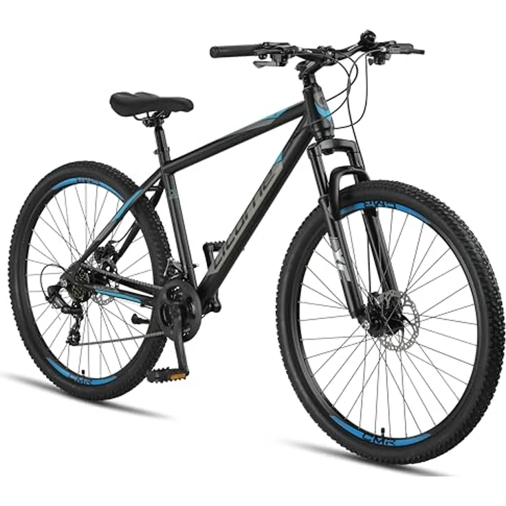 Licorne Bike Guide Premium 29 Zoll Mountainbike, Federgabel MTB mit Scheibenbremsen, hochwertige Markenqualität für Jugendliche und Erwachsene (Schwarz/Blau) – Bild 1