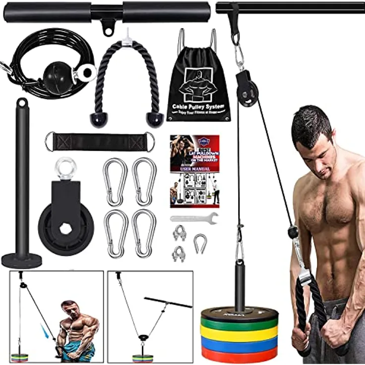 Taeku Kabelzug Fitness Professionelle Kabel Maschine System Home Gym Trizeps Latzug Arm Krafttraining für LAT Bar Fitness Trainingsgeräte (2,5 Kabel)