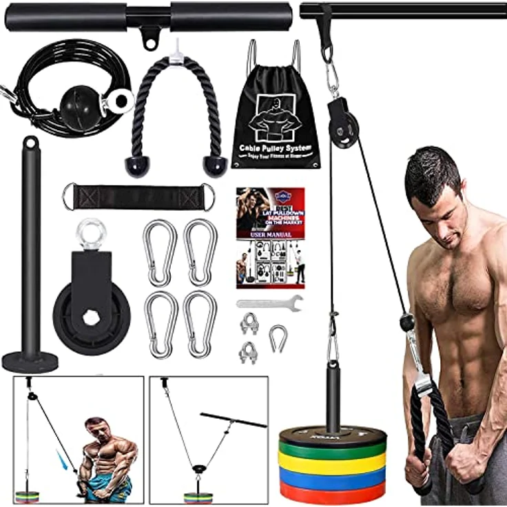 Taeku Kabelzug Fitness Professionelle Kabel Maschine System Home Gym Trizeps Latzug Arm Krafttraining für LAT Bar Fitness Trainingsgeräte (2,5 Kabel) – Bild 1