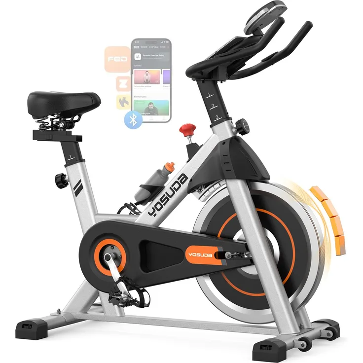 YOSUDA Heimtrainer YOSUDA Heimtrainer mit magnetwiderstand, Indoor Fitnessbike mit Tablet-Halter und LCD-Monitor, bis 136KG, leise