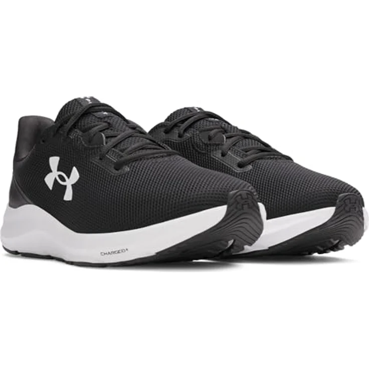 Under Armour UA Charged Pursuit 4, Herren Laufschuhe mit flexibler Dämpfung, Schwarz-Weiß, Größe 46 – Bild 3