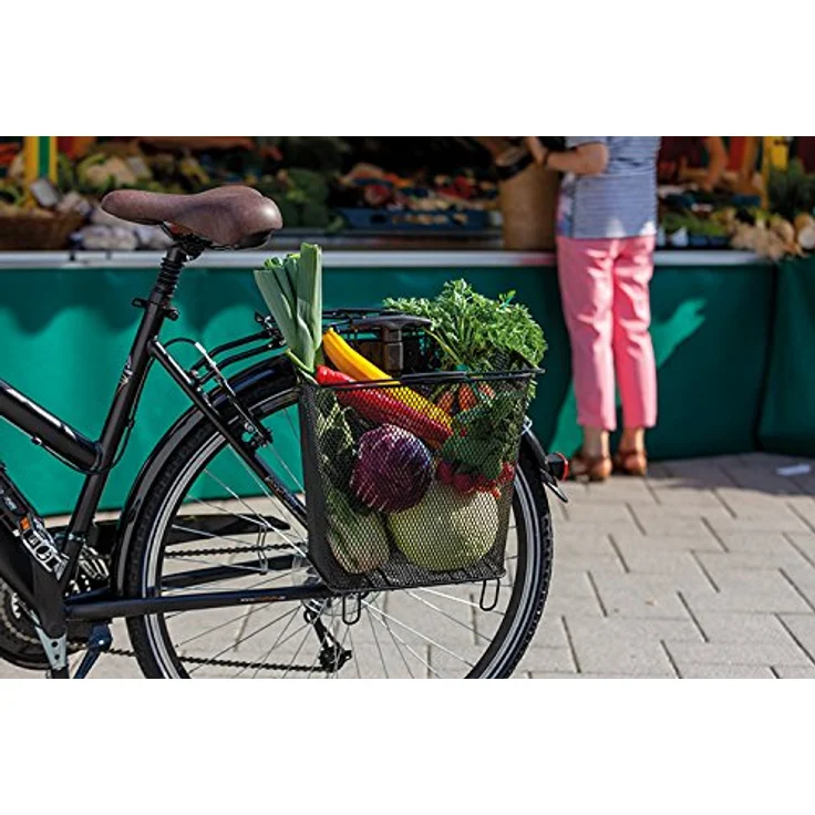 Prophete Fahrradkorb mit Rollen und ausfahrbarem Griff für Gepäckträgermontage, schwarz – Bild 12