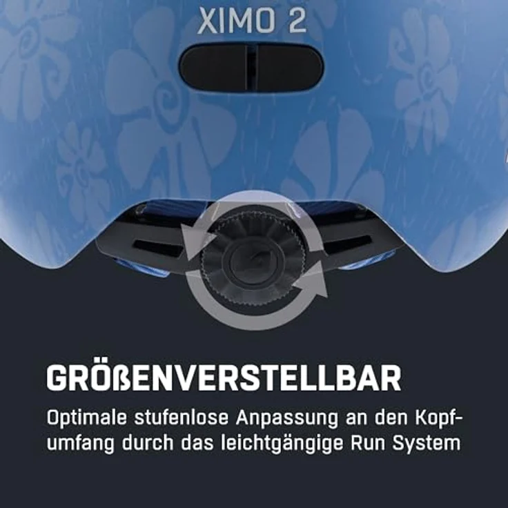 ALPINA Ximo 2 L.E. Kinderfahrradhelm, leichter, bruchsicherer Helm mit optionalem LED-Licht, Soft Blue Flowers matt, 47-51 – Bild 5