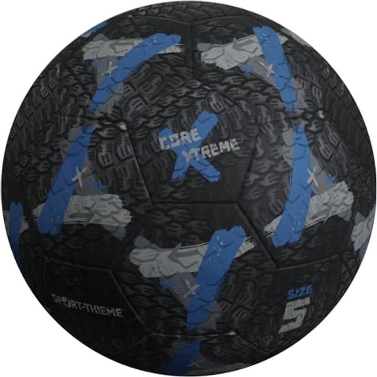 Sport-Thieme Straßenfußball Core Xtreme, Outdoor Streetsoccer-Ball mit perfekter Ballkontrolle und Sprungverhalten, Größe 4 oder 5, Gummi, Schwarz-Grau