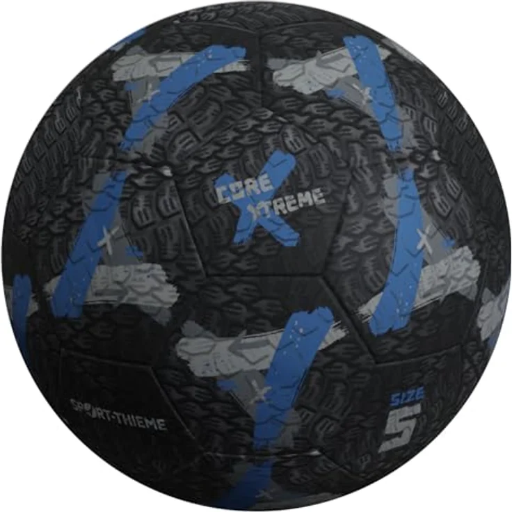 Sport-Thieme Straßenfußball Core Xtreme, Outdoor Streetsoccer-Ball mit perfekter Ballkontrolle und Sprungverhalten, Größe 4 oder 5, Gummi, Schwarz-Grau – Bild 1
