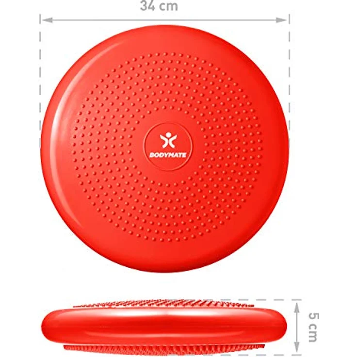 BODYMATE Ballsitzkissen inkl. Pumpe Pepper-RED 34cm Durchmesser - Balance-Kissen, Luftkissen, Balance Pad, Noppenkissen - Core-, Fitness-, Reha-, Koordinations- und Rückentraining – Bild 5