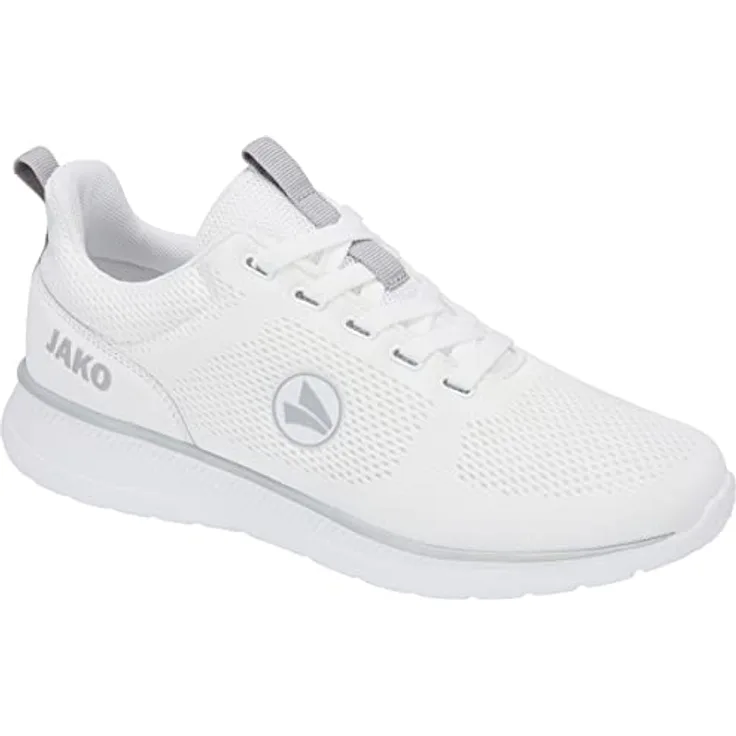 Jako Team Mesh Sneaker, Laufschuhe mit ShockAbsorb EVA-Zwischensohle, atmungsaktivem AirFlow-Mesh und Fast-Dry-Lining, weiß