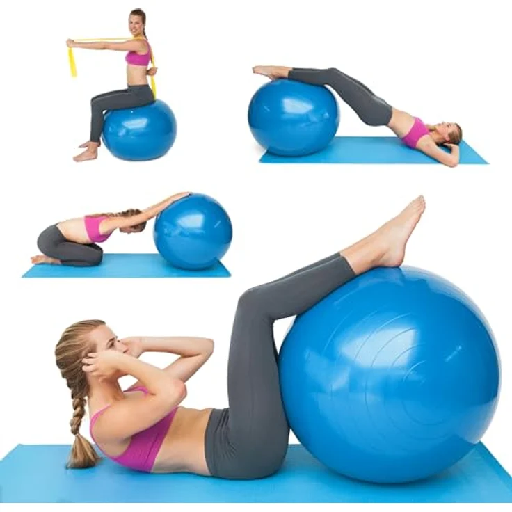 Penelife Gymnastikball 65cm Sitzball Büro Ergonomisch - Pezziball 65cm mit Pumpe - Fitnessball für Sport Stabilität und Schwangerschaft - Yoga Ball für einen gesunden Rücken - Pilates Ball Blau – Bild 4