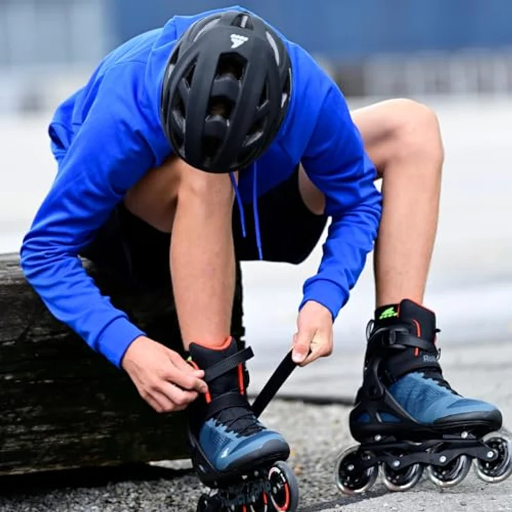 Rollerblade Macrobade 90, Hochleistungs-Rollschuhe für Fitness mit besserer Stabilität, Orion Blau/Scharf Orange, Größe 45 – Bild 5