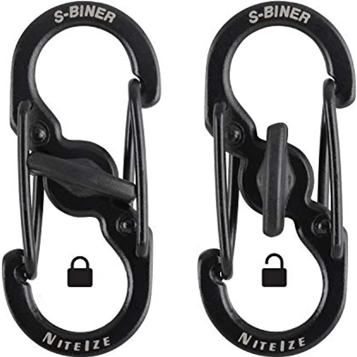 Nite Ize Karabiner S-Biner MicroLock 2 Stk, schwarz - Doppelkarabiner aus Edelstahl mit sicherem Verschluss – Bild 2