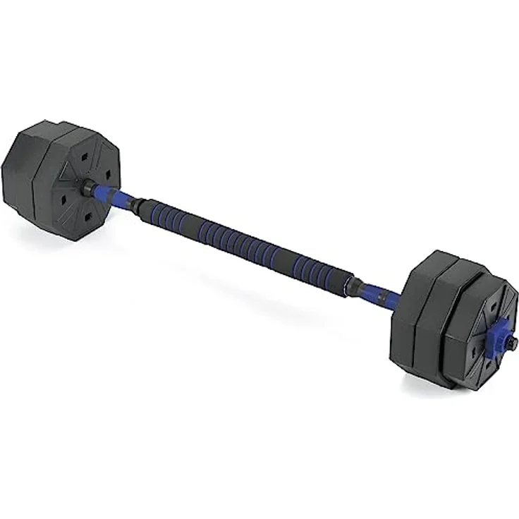 Gymtek Hanteln Set 2in1 Kurzhanteln und Langhantel, verstellbar, 2er Set, PE- und ABS-Material, Blau 2x15kg – Bild 5