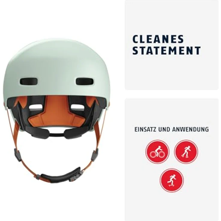 ABUS Fahrradhelm XOXO, Cityhelm im Skater-Look, sicherer Halt mit optimiertem Kinnpolster, für Skateboard, Fahrrad und Scooter, Größe M, Grün – Bild 2