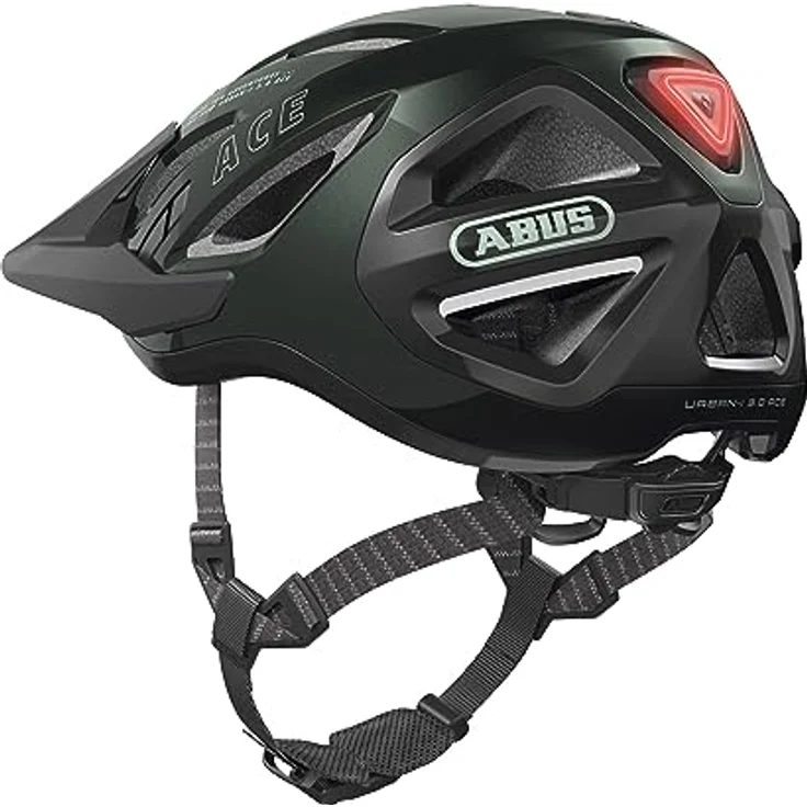 Abus Urban-I 3.0 ACE, Velohelm (51 - 55 cm) mit erweitertem Schirm, USB-rechargablem LED-Rücklicht und TriVider Gurtsystem – Bild 6