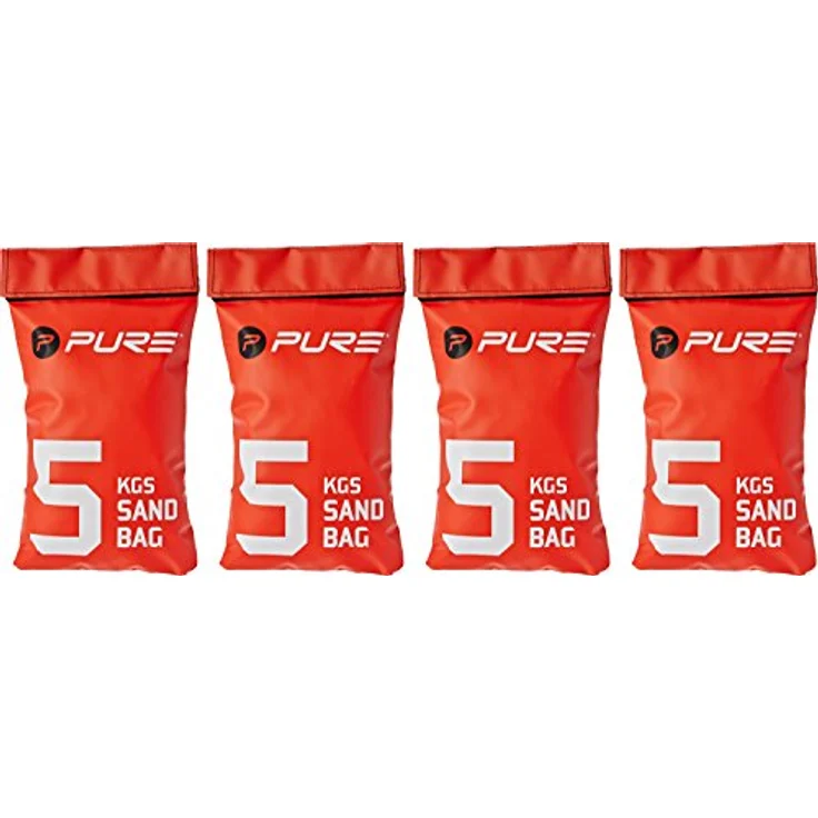 Pure2Improve Sandsack, Schwarz/Rot, 20kg (4X 5kg Einzelsäcke) - Verstellbares Gewicht, Hochwertiges Nylon Material, 6 bequeme Griffe – Bild 3
