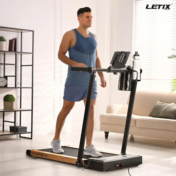 Elektrisches Laufband FoldPro 2in1 mit LCD-Display, Bluetooth & APP Funktion, für zu Hause und Büro, motorisiertes Fitnessgerät, Heimtrainer (Holzoptik) – Bild 5