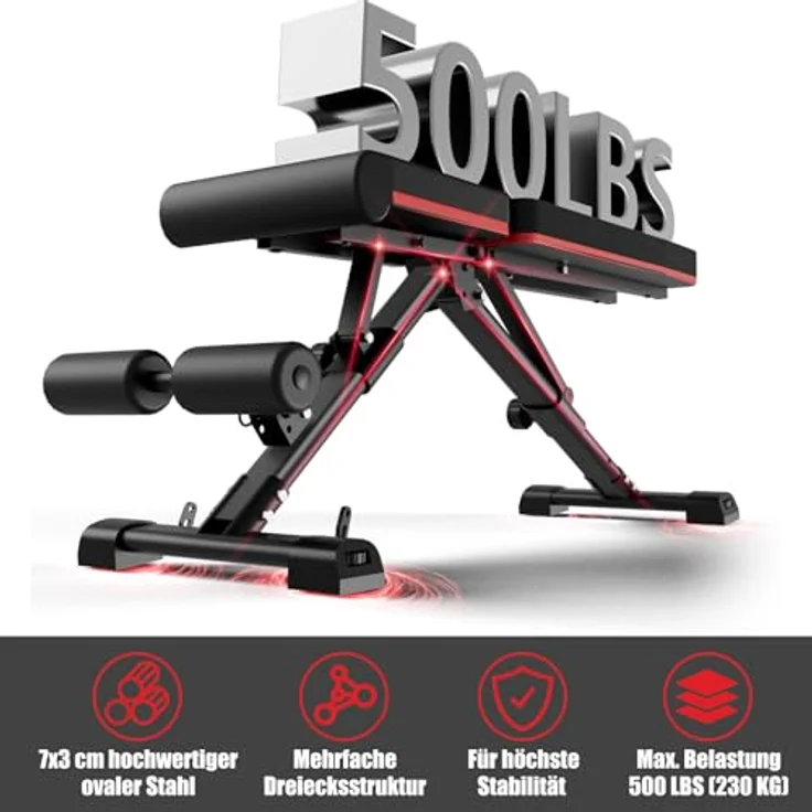 DH FitLife Hantelbank klappbar verstellbar, Schrägbank Flachbank für Bankdrücken Rückentrainer u. Bauchtrainer, Trainingsbank Fitnessbank multifunktional für Fitness Krafttraining, Weight Bench – Bild 3