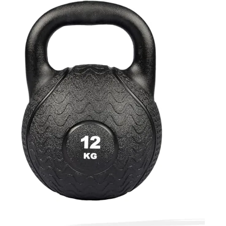 Matchu Sports Kettlebell PRO - 12 KG, unzerstörbar aus hochwertigem Vollgummi, schwarz, 27x20 CM, ideal für Krafttraining und funktionelles Fitness