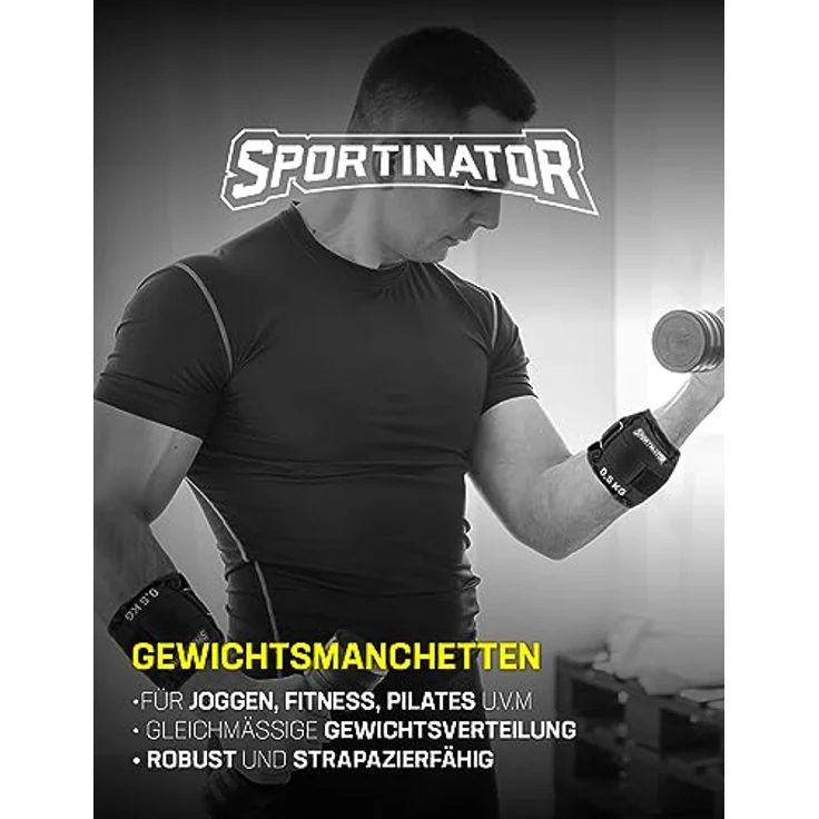 SPORTINATOR® Arm- & Bein-Gewichtsmanschetten, verstellbare Klettverschluss Knöchelgewichte, 2er Set (2 * 2 kg) für Damen und Herren, ideal für Gymnastik und Ausdauertraining – Bild 4