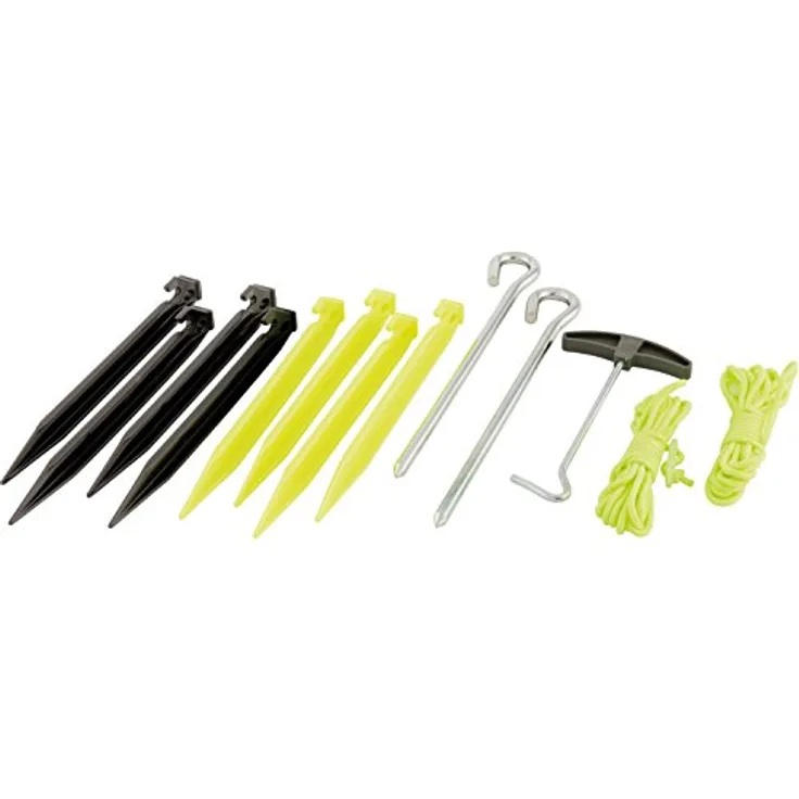 Outwell Zelt Zubehörpaket, Mehrfarbig, One Size - Anchor, Guyline und Kunststoffheringe, Selbstleuchtende Abspannleinen, Heringsauszieher