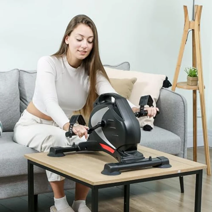 SPORTNOW Pedaltrainer, Heimtrainer mit 8 Stufen Magnetwiderstand, LCD-Display, tragbar, Schwarz – Bild 2