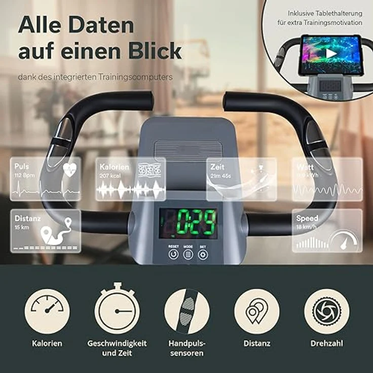 Skandika Fitnessbike Foldaway X-3000 X-Bike mit Lehne, Ergometer Fahrrad, klappbarer Hometrainer | Multi-Gym 4 in 1 Heimtrainer, Liegeergometer, Beintrainer, Kraftstation | blau/weiß – Bild 4