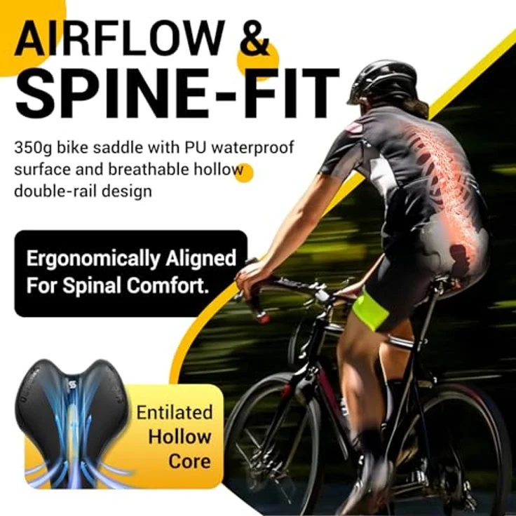 SPGOOD Fahrradsattel, Bequemer Gel Fahrradsattel mit ergonomischem Design, Wasserdicht und inkl. Schraubenschlüssel, 27x16cm, geeignet für MTB, Rennrad, E-Bike – Bild 4