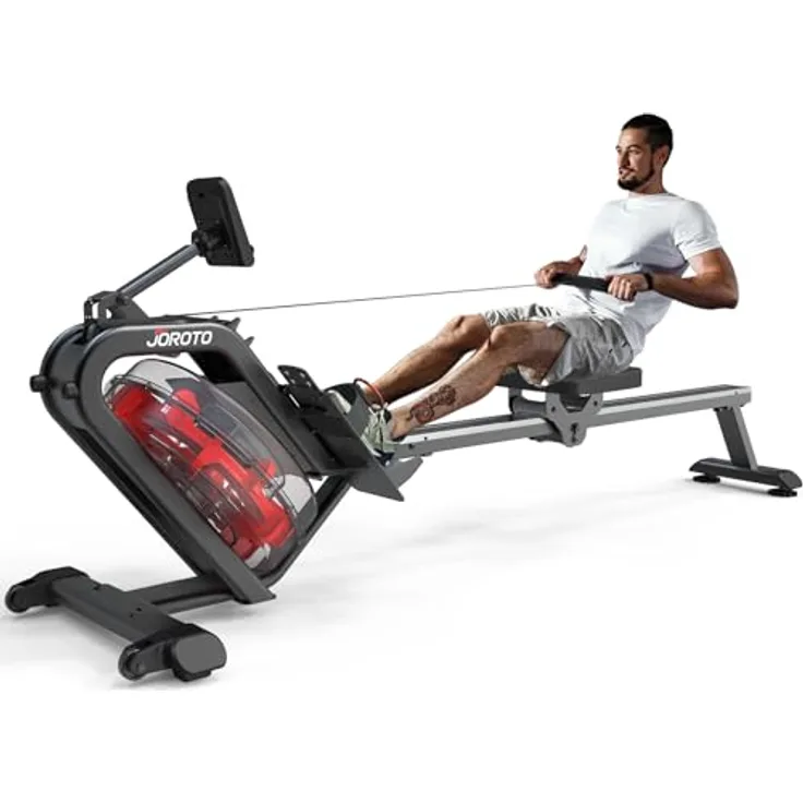 JOROTO Rudergerät für zuhause, 50°-Neigungs-Rudergerät Wasser mit größerem Widerstand, Rowing Machine 150kg Gewichtskapazität & Bluetooth-Funktion, Tablet-Halterung, 44 Tage Kinomap APP-Mitgliedschaft