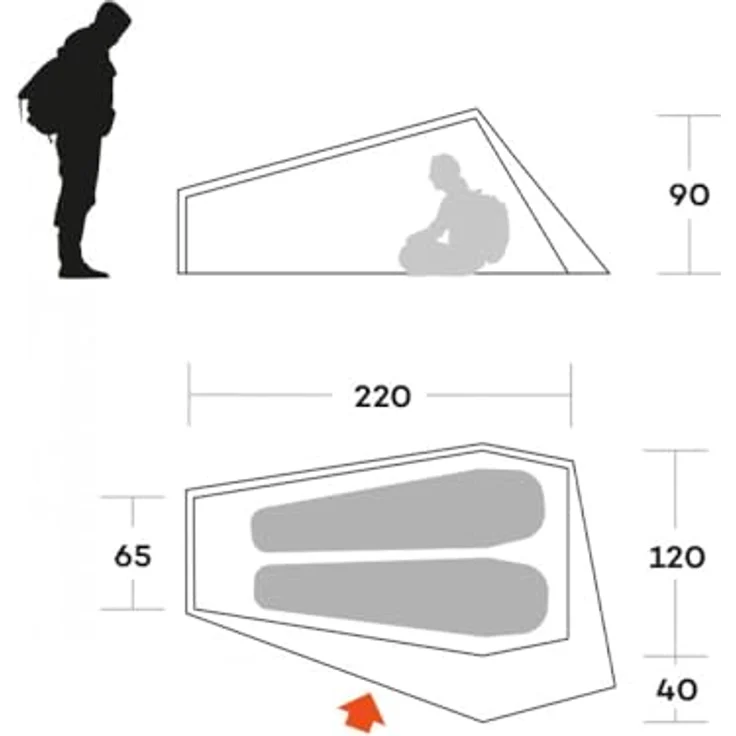 Ferrino Piuma 2, 2-Sitzer Kuppelzelt, ultraleicht, wasserdicht, Aluminiumlegierungsstangen, ideal für Trekking und Reisen – Bild 5
