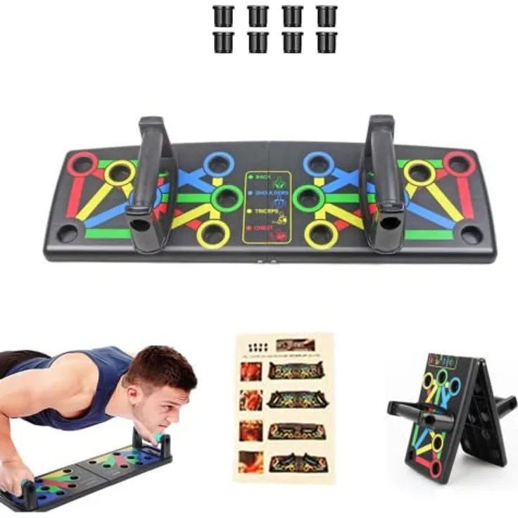 Multifunktionales Flexionbrett 14-in-1, Push-Up Rack Board, faltbar, mit Griffen für Muskeltraining, Training zu Hause.
