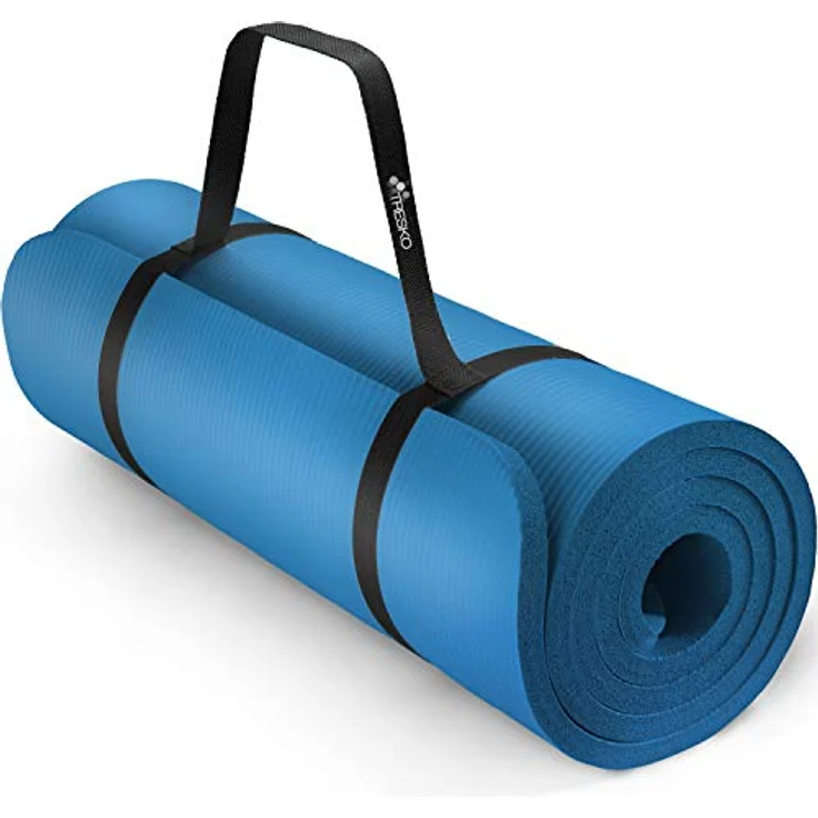 TRESKO Yogamatte Phthalatfrei - Gymnastikmatte rutschfest, extra Dicke Pilatesmatte Fitnessmatte mit Tragegurt, 185 x 60 x 1,0 cm – Bild 1