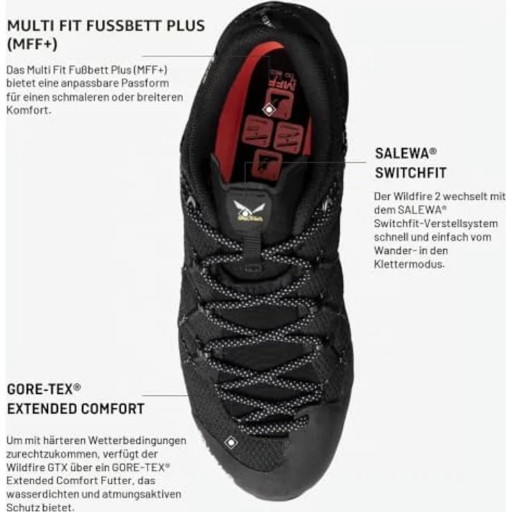 Salewa Wildfire 2 GTX W, technischer Zustiegsschuh für Frauen, Farbe: Schwarz, Größe: UK 3.5 (EUR 36) – Bild 3