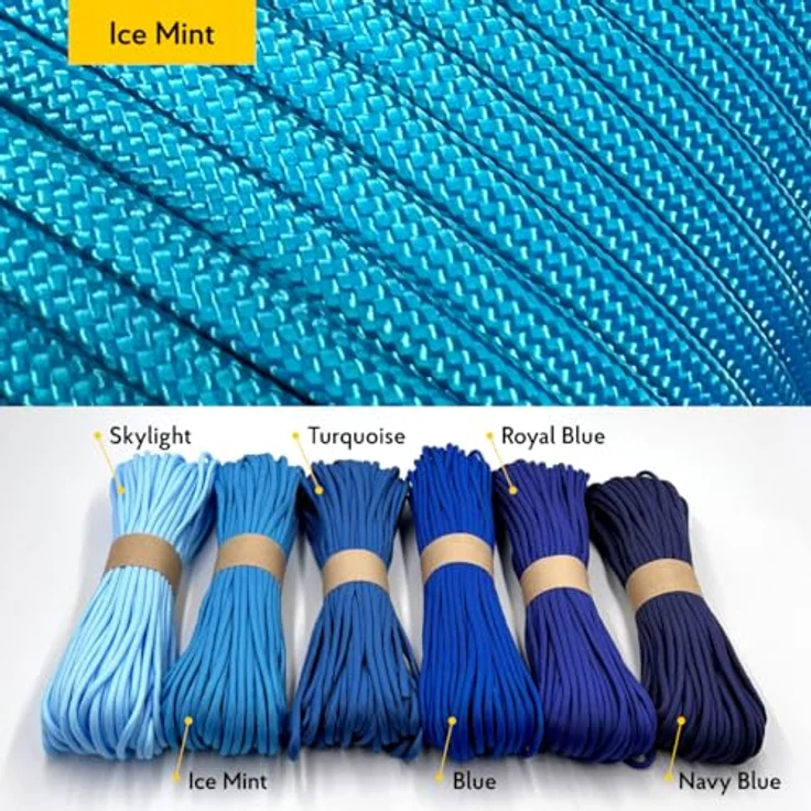 EdcX Paracord 4 mm, 550 Typ III, 100% Nylonseil in Ice Mint, 300 m, ideal für Basteln, Camping und Outdoor Aktivitäten – Bild 2