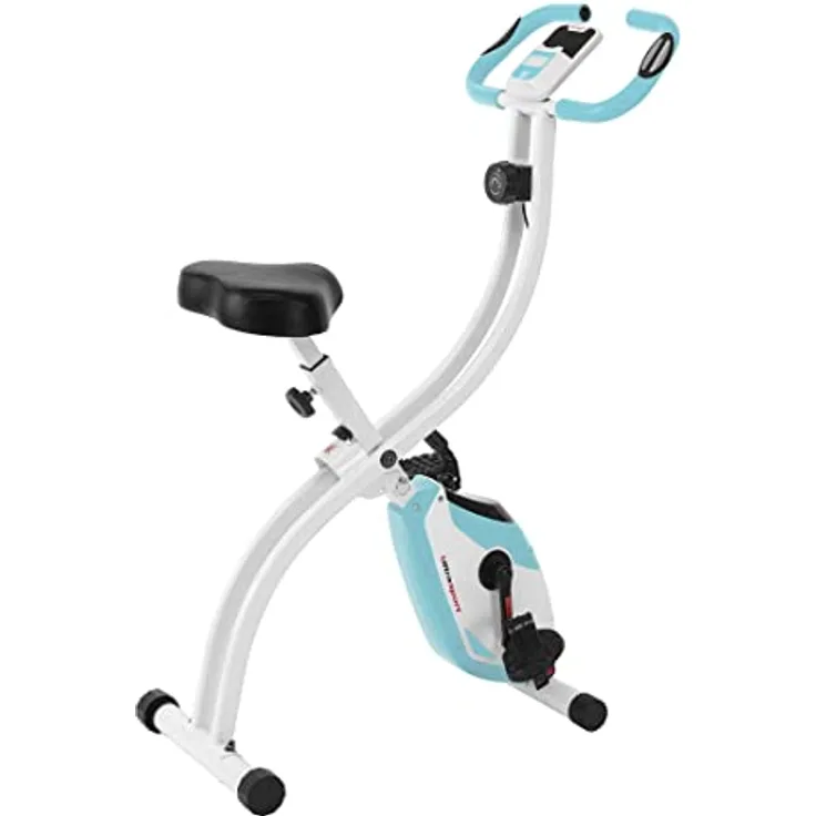 Ultrasport F-Bike 150, Fahrradtrainer, Fitnessbike, LCD-Trainingscomputer, faltbarer Heimtrainer, Herzfrequenzmessung, 8 Widerstandsstufen, maximale Benutzergewicht 110 kg, Höhenverstellbarer, Minze
